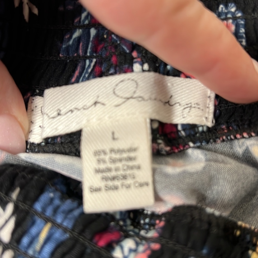 Women’s French Laundry Size Large Black Print Polyester Spandex Pants w/ Pockets - Picture 8 of 8